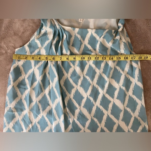 Anthropologie Silk Mini Dress 1960’s Twisted Straps blue beige - Picture 9 of 11